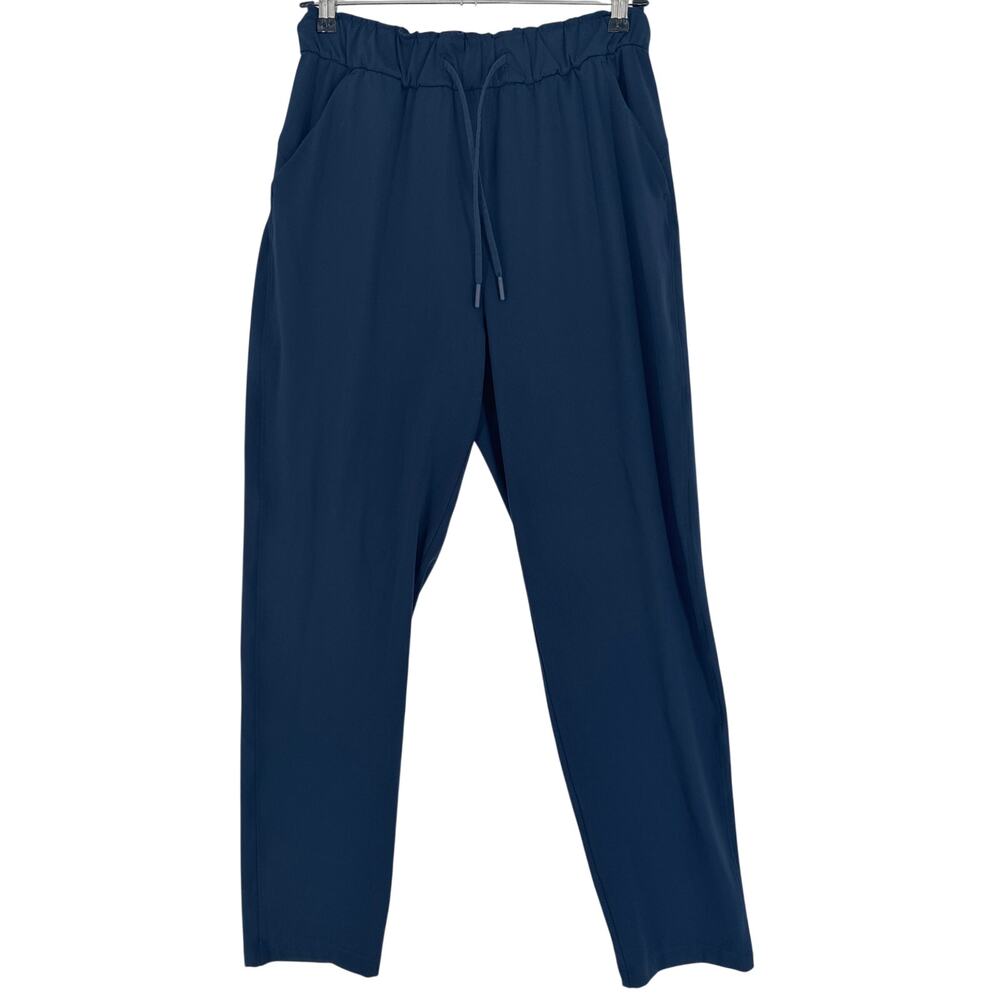 Lululemon Womens Navy Blue Drawstring Waist Pants Tapered Leg Lightweight Size 6
